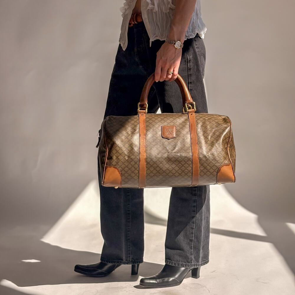 Vintage Celine Macadam Boston Duffle Bag - Brass Horsebit Hardware